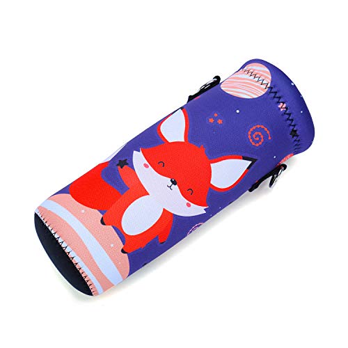 AMARY 500ML Neoprene Water Bottle Carrier Bag with Adjustable Shoulder Strap,Insulated Water Bottle Cover for Stainless Steel/Glass/Plastic Bottles 16.9OZ (Fox) - color: Fox