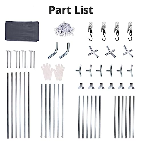 KING BIRD 12' x 20' Round Carport Heavy Duty with Roll-up Ventilated Windows for SUV, Full-Size Truck and Boat, Car Canopy Outdoor Boat Shelter with Reinforced Ground Bars - size: 12'X20’