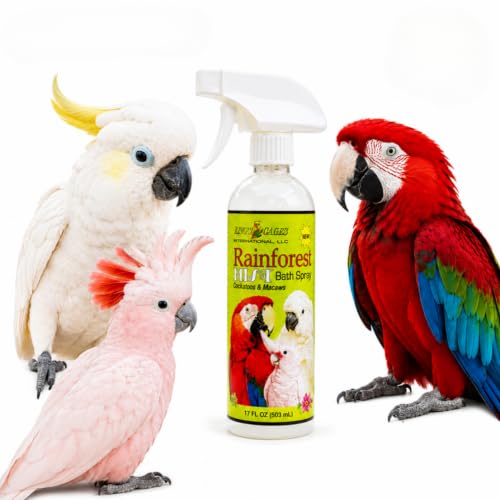 King's Cages Rainforest Mist White Spray 17oz. Feather Conditioning Bath Mist Vanilla Scent for Cockatoos and Macaws Parrots - size: Pack of 1
