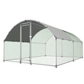 HEYTOWN Chicken Coop with Run, Large Heavy Duty Metal Poultry Cage with Dome Roof, Walk-in Chicken Pen with Waterproof Cover for Backyard Farm, for Ducks & Rabbits