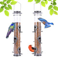Metal Bird Feeder Tube Hanging Wild Bird Seed Feeder Aluminum Six Port Bird Feeders,1.4 mm Extra Thick Solid Tube Transparent with Steel Hanger Great for Attracting Birds (Grey 2PK) - color: Grey 2PK