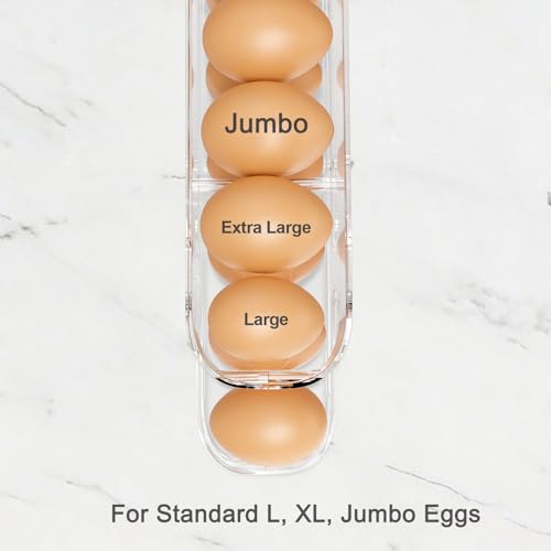 Egg Holder for Fridge, FIFO Egg Roller for Eggs 12 Count, Clear | Auto Rolling Egg Storage Organizer Container, Dispenser for Refrigerator, Space Saving - size: 1 Pack