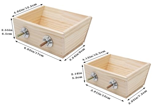 2 Pcs Guinea Pig Feeder Box, Wooden Small Animal Food Feeder, Hanging Rabbit Food Bowl, Small Animal Cage Accessories, Suitable for Rabbit Bunny Chinchilla Guinea Pig Hamster
