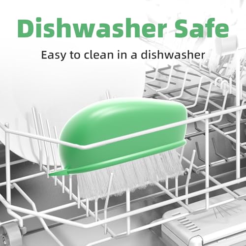 CLEANGOR Vegetable Brush, Black Stiff Bristles Brush & White Soft Bristles | Dishwasher Safe Ear-Hanging Veggie & Fruit Cleaning Brush for Potato, Mushroom, Carrot, Lemon, Egg