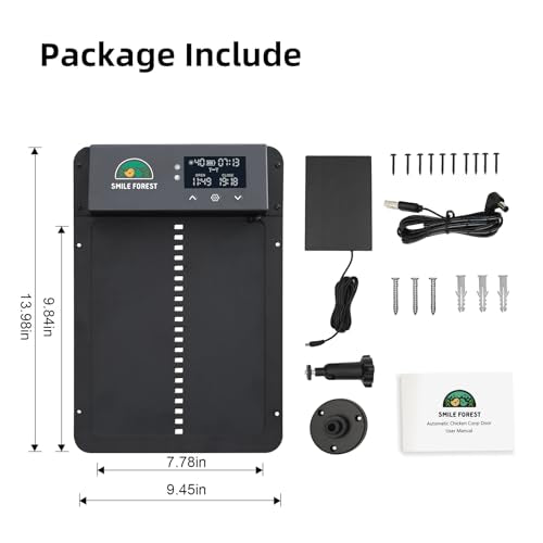 Automatic Chicken Coop Door Solar Powered, USB-C Charging Automatic Chicken Door with Timer & Light Sensor, Aluminum Alloy Chicken Door & 4 Modes