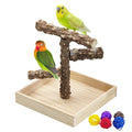 BNOSDM Portable Bird Perch Stand with Potty Tray, Natural Wood Tabletop Training Gym Parrot Playground Toy for Budgies, Cockatiels, Lovebirds,Conures Canaries - color: Three Levels Bird Stand