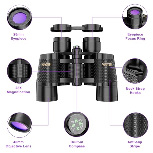 25x40 Binoculars for Adults High Powered with Compass, Compact HD Waterproof Binoculars for Bird Watching, Hunting, Concerts, Travel & Outdoor Adventures
