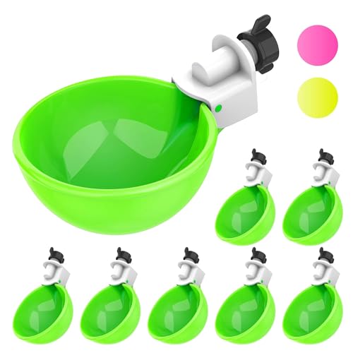 Lil'Clucker - Large Automatic Chicken Waterer Cups Suitable for Ducks, Geese, Turkeys, and Bunny Rabbit - Water Feeder Kit - Poultry Waterer (Green, 8 Pack) - color: Green, size: 8 Pack