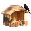 Handcrafted Solid Wood Robin Nesting Box – Outdoor Bird House for Garden, Backyard & Patio, Attracts Robins, Blackbirds & Finches – Easy to Mount & Clean
