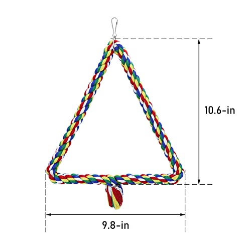 Bird Triangle Rope Swing Colorful Perch Chewing Toy for Parrots Budgie Parakeet Cockatiel Cockatoo (M) - size: M