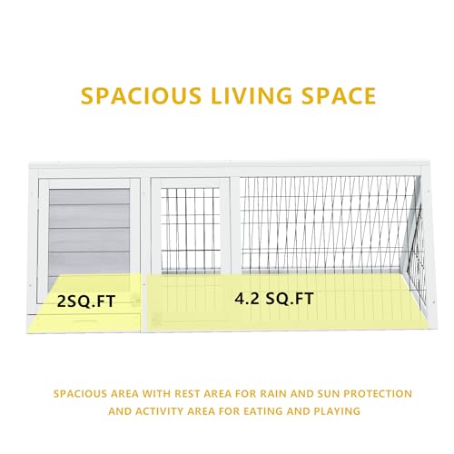 Rabbit Hutch Bunny Cage Indoor Outdoor for Chickens, Quails, Ducks | Small Poultry Enclosure, Ventilating Wire Fence, Pull-Out Tray, Triangular Frame, Waterproof Roof - color: Grey