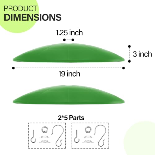 19.25-Inch Extra Large Squirrel Baffle,Hummingbird Feeder Shade Dome Cover, Bird Feeder Rain Guard, Hanging Squirrel Proof for Shepherd's Hook Outdoors (Green) 2 Pack - color: Green, size: 19''/2P