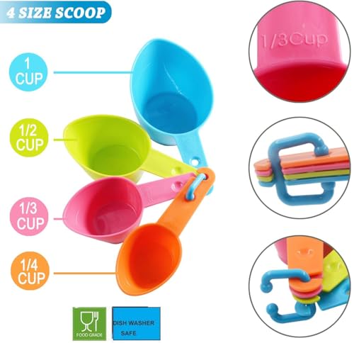 HINMAY Pet Food Scoops Plastic Measuring Cups Set, Set of 2 | Use for measuring pet food portions (dog, cat, bird, etc.) or even ingredients while cooking or baking.