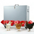 Magicfly 85 lbs Chicken Feeder No Waste, Large Metal Chicken Feeder Box | 12 Bell-Mouth Feeding Port, Grit & Oyster Shell Trough, Chick Feeder on Wheels for Chickens, Ducks - size: 85 lb