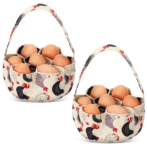 2 Pieces Egg Basket Mini Egg Collecting Bags Gathering Basket with 7 Pouches for Farmhouse Chicken Hen Duck Goose Housewife Garden Transporting Storage, 8 x 2.6 Inch(Lovely) - color: Lovely