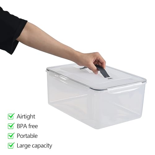 4 Packs Airtight Food Storage Containers with Gasket Sealing Lid | 16 L / 546 Oz, Plastic Storage Bins Boxes for Bread, Rice, Flour, Dog Cat Bird and Other Pet Food