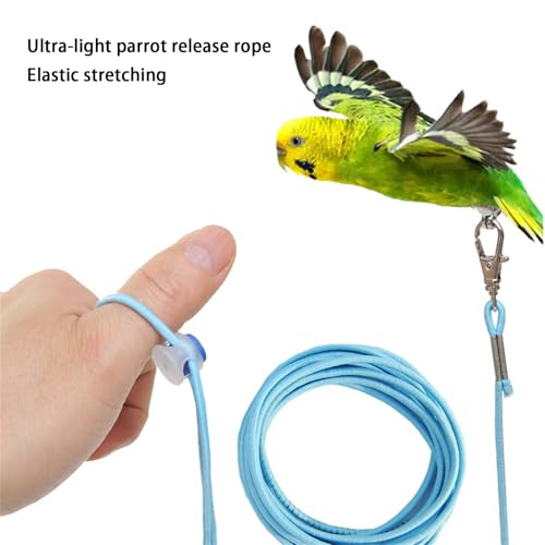 Escape Proof Parrot Bird Leash with Cord Elastic Bird Leash With Metal Ankle Rings Pet Bird Training Rope 3Meter