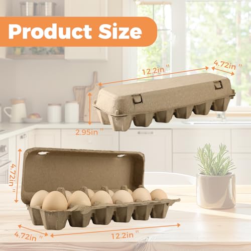 Pulp Egg Cartons Bulk - 15Pack 12 Count Recycled Paper Egg Crates for Farmers Market, Home Kitchen Storage, Biodegradable and Compostable 2x6 Style Cardboard Dozen Chicken Egg Cartons