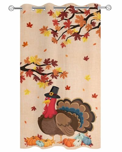 Outdoor Curtains for Patio, Thanksgiving Waterproof Blackout Outside Curtain for Porch/Pergola/Gazebo, Turkey Farmhouse Maple Leaf Autumn Pumpkin Thermal Insulated Drapes, 1 Panel, 54 x 108 Inch - color: Pink, size: 54"W x 108"L (Pack of 1)