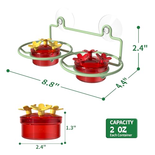 Dreamdrawer Window Hummingbird Feeder, Small Hummingbird Feeder for Outdoors with Strong Suction Cup - Metal Base & 6 Feeding Ports, Easy to Clean and Refill - color: 1PC-Green
