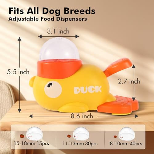 Duck Dog Slow Feeder Puzzle Toy, 3 Adjustable Openings, Treat Dispenser | Fits different kibble sizes with 3 adjustable openings to encourage slower eating, mental stimulation, and interactive play