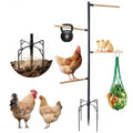 Chicken Perch Stand for Coop, 55 in Heavy Duty Poultry Roosting Stand with 5-Leg Ground Stake Base, 4 Wooden Perches, Outdoor Chicken Roost Stand for Hens & Chicks