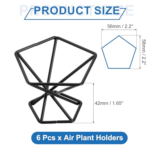 6Pcs Air Plant Holder, Makeup Sponge Drying Holder Rack, Tabletop Air Fern Display Stand, Makeup Beauty Egg Dry Stand for Dressing Table Home Decoration, Black (56x56x42mm)