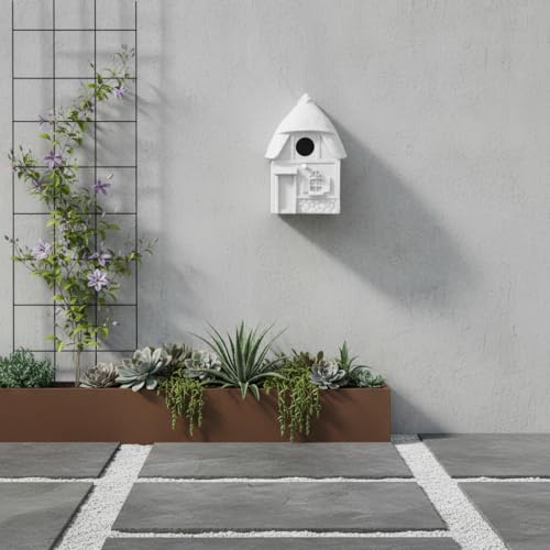 Bird House for Outside Clearance, Bird House for Outside, Composite Material Wren House, Water Proof Wall Tree Window Multi-moutable for Viewing Inside,, 10 Years Performance, White 1.25" Hole - color: White