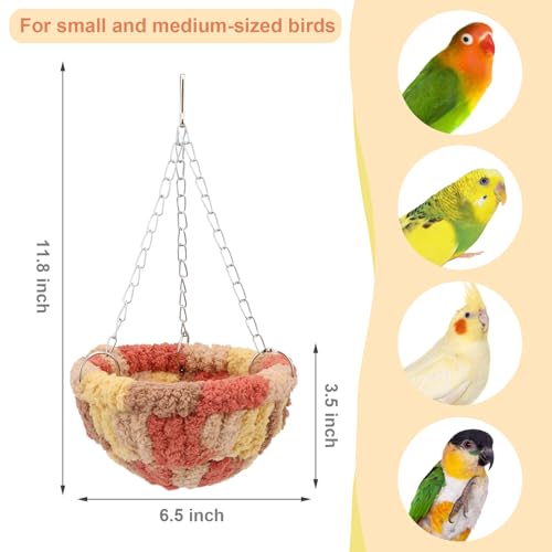 Wontee Bird Nest Bed Parrot Hanging Swing Hammock Bird Cage House for Budgies Parakeets Cockatiels Lovebirds Conures (Orange) - color: Orange