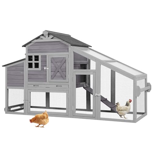 GUTINNEEN Chicken Coop Movable Chicken House On Wheel Portable Hen House Duck Coop for 2-4 Chickens 65"
