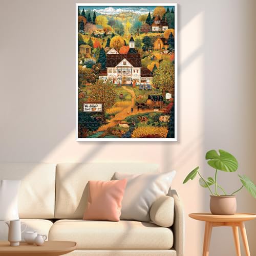 500 Pieces Puzzle for Adults, Harvest Farm and Mountain Jigsaw Puzzle - style: Warmth Mountain