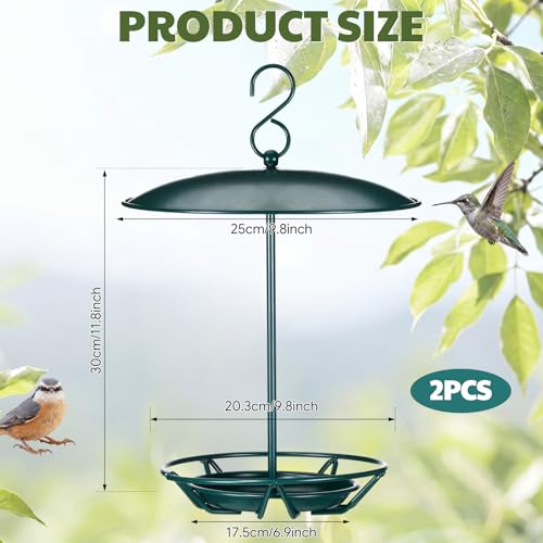 2 Pcs Cylinder Bird Feeder Outdoor Seed Cake Feeder Metal Suet Cake Holder Backyard Wild Bird Feeding Feeders for Outdoors Garden (Dark Green) - color: Dark Green