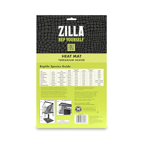 Zilla Heat Mat, Terrarium Heater for Reptiles, Snakes (Ball Pythons, Corn Snakes), Leopard Geckos, Tortoises, Amphibians and Arachnids, Medium, Fits 30-40 Gallon, 16 Watt | Terrarium Heater for Reptiles, Snakes (Ball Pythons, Corn Snakes), Leopard Geckos,