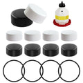 Plastic Poultry Waterer Replacement Parts Kit | 10 Caps & 4 O-Rings, Compatible with Miller, Little Giant PPF & Farm-Tuff 3/5/7 Gallon Poultry Founts (Black & White) - color: Black & White