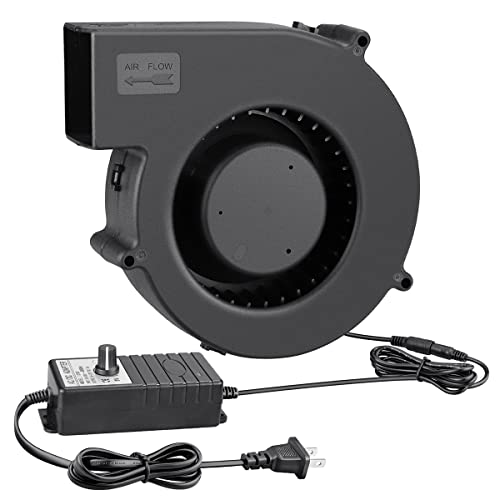 140mm x 40mm Small Centrifugal 12V Squirrel Cage Big Airflow Blower | Dual Ball Bearing, AC 110V-240V Variable Speed Controller, DIY Inflatable/Replacement/Cooling/Ventilation/Exhaust Projects - style: 140mm X 40mm