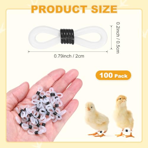 M METERXITY 100-Pack Adjustable Chick Leg Bands, 0.79" x 0.2" Silicone Chicken Leg Brace for Chicks/Ducks/Birds [Black] Poultry Leg Bands - color: Black