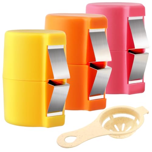 3pcs Egg Shell Opener & 1 Egg Separator,Eggs Cracker Tool for Rawegg,Handheld Eggshell Cutter Hard Boiled Eggs Breaker Yolk White Separator for Cooking Camping Kitchen Gadgets