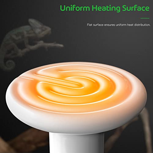 Simple Deluxe 100W Ceramic Heat Lamp Reptile Heat Emitter Heater Lamp Bulb No Light with Free Digital-Thermometer, for Pet Brooder Coop Chicken, Turtle Lizard Snake Aquarium Tank, White - size: 1-Pack+Thermometer, style: White
