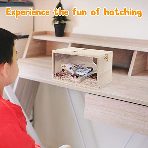 Rypet Parakeet Nesting Box, Cockatiel Bird Nest Box with Perch(L) | Wood Bird Cage House, Transparent Thwartwise Design, Warm & Durable for Cockatiel Lovebirds Budgie Finch Parrotlets Canary - size: Large