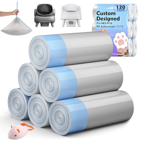 120 Count Automatic Cat Litter Box Liners Bags Compatible with NeakasaM1 Petpivot Autoscooper 11/12 and Similar Open-Top Self-Cleaning Cat Litter Box, Drawstring Handle Heavy Duty Leak-proof, 27*13in - size: 120 Count (Pack of 1)