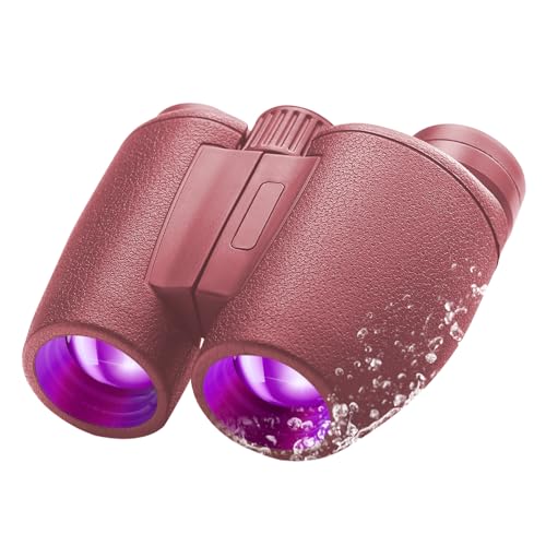 8x30 Binoculars for Adults, High Power Compact Binocular for Travel Hiking Concert Ship Cruise Hunting Bird Watching, Red Waterproof Binocular for Kid - color: Red, size: W/T Accessories