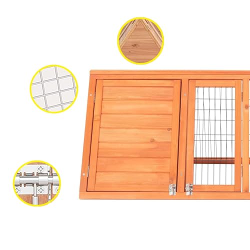 Small Chicken Coop Indoor Outdoor, Wooden Triangle Quail Cage All Weather Used Bunny Hutch with with Wire Fence,Pull-Out-Tray for Chick Duck Rabbit Guinea Pig(Brown) - color: Brown