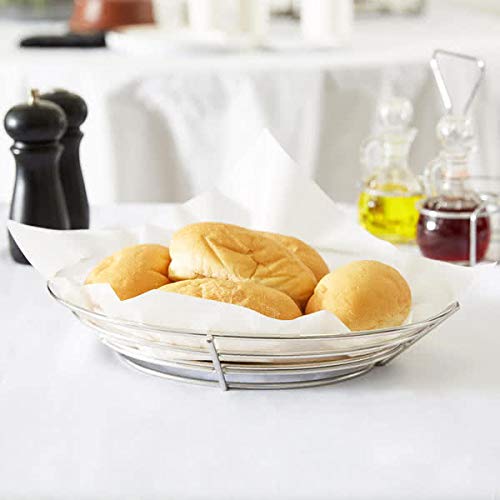 G.E.T. Oval Stainless Steel Basket with Solid Bottom and Wire Baskets | Dishwasher safe, Raised base stable, Oval shape versatile, Great for Sandwiches, Fries, Appetizers and Table Service - color: Stainless steel, size: 12.5" x 9.25", style: Modern