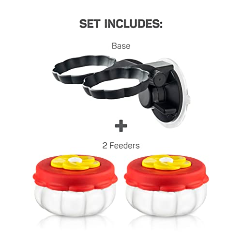 Handheld Small Glass Hummingbird Feeders (Set of 2) with Window Suction Mount Base - Window/Handheld or Tabletop Mini Hummingbird Feeders for Outdoors - style: 2 Hand Feeders + suction cup