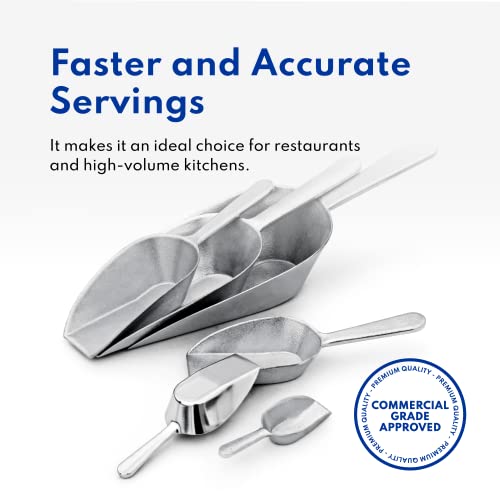 New Star Foodservice One-Piece Cast Aluminum Flat Bottom Bar Ice Flour Utility Scoop, 4-Ounce, Silver - size: 4-Ounce