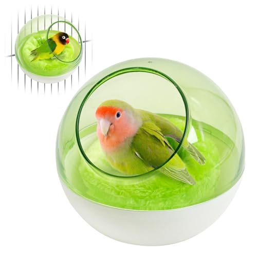 kathson Plastic Bird Nest Chewproof Small Bed with mat Hanging House Hut Bird Cage Breeding Hatching Nest Washable Parakeet Nest for Parrot Budgie Love Bird Canary (Green) - color: Green