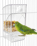 BNOSDM No Mess Bird Feeder Transparent Bird Food Container Automatic Parrot Feeder with Perch Parakeet Cage Accessories for Budgies, Canaries, Cockatoos, Finch and Lovebirds - color: Transparent