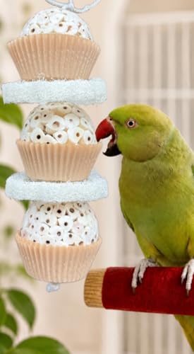 Shred & Destroy Natural Bird Toy - Double Texture Soft & Crunchy - Sola Ball and Loofah Plant - Medium Birds - Cockatiels, Conures - 2 Pack