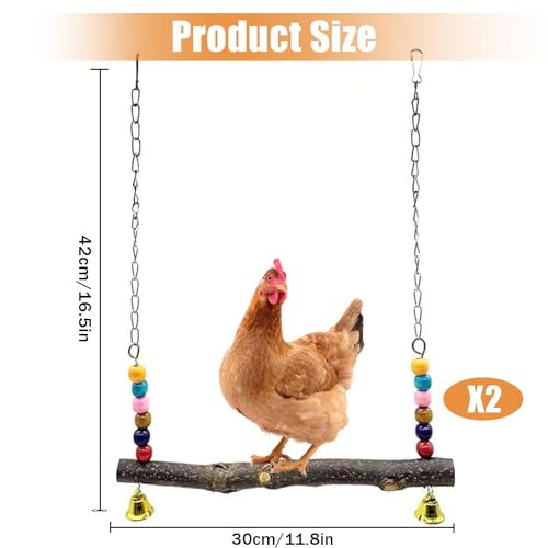 Chicken Bird Swing,Chicken Perch,Natural Wooden Swing Toys,Wood Stand for Chick,Safe and Relief of Stress,Chicken Coop Accessories,Coop Swing for Chicken Bird,Parrot,Hens (A) - color: B-2PCS