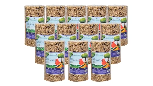 JCs Wildlife No Mess No Waste Fruit Blend Bird Seed Cylinder with Hole, Hull Free Wild Bird Food for Outside Feeders, Cardinals Woodpeckers Chickadees Nuthatches Wrens, Made in the USA, 2 lb, 12 Count - size: 2.67 Ounce (Pack of 12)